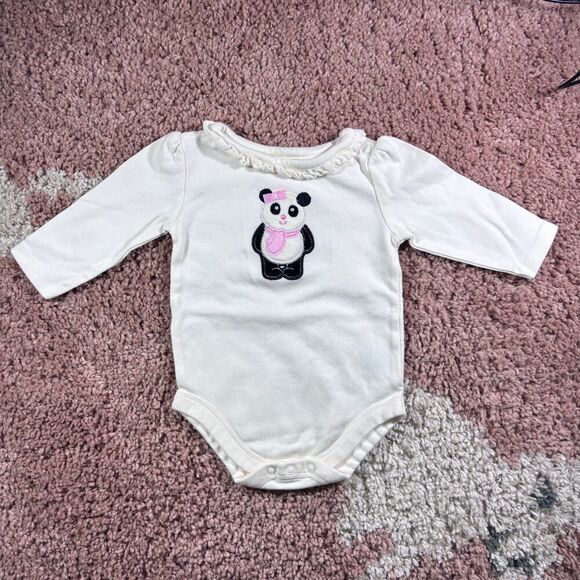 Garanimals Other - VTG Garanimals Baby Girls Long Sleeve Panda Bodysuit Size 3-6M Ruffle Collar